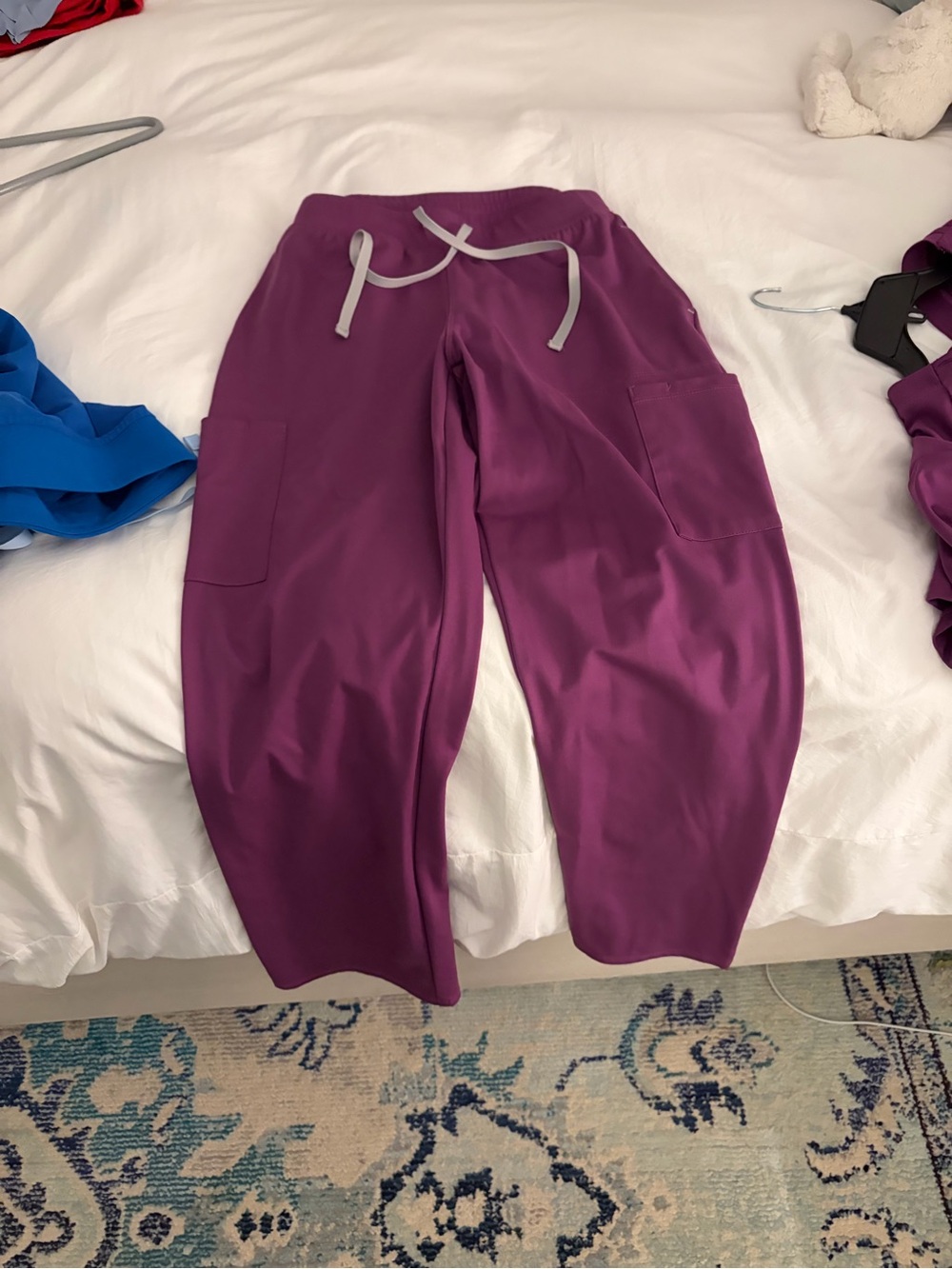 Purple Drawstring Cargo Cherokee scrub pants